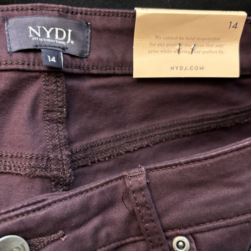 NWT NYDJ Eggplant High-Waisted Flared Ankle Crop Pants - Picture 3 of 11